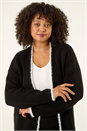Black Curve Longline Knit Cardigan, Image 5 of 5