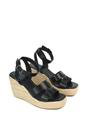 Black 'Kala' Espadrille Strappy Platform Wedge Heel Sandals With Ankle Strap, Image 4 of 6