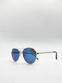 Silver Aviator Sunglasses With Blue Mirror Lenses, Image 2 of 5