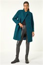 Teal Tailored Funnel Neck Pocket Detail Coat, Image 1 of 7