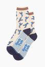 Cream Hummingbird Floral Bamboo Socks, Image 2 of 4