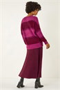 Magenta V-Neck Stripe Knit Jumper, Image 3 of 5