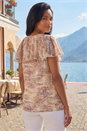 Stone Snake Print Frill Neck Top, Image 3 of 4