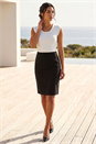 Black Pull On Stretch Elastic Waist Pencil Skirt, Image 2 of 4