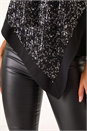 Black Sequin Overlay Stretch Tunic Top, Image 5 of 5
