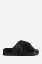 Black 'Cuddle' Cross Over Fluffy Slippers, Image 2 of 4