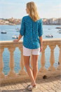 Blue Animal Print Woven Top, Image 3 of 4