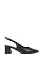 Black XY LONDON Black 'Devon' Court Shoe Block Heels With Slingback, Image 1 of 6