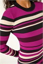 Wine Dusk Striped Knit Bodycon Midi Dress, Image 5 of 5