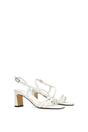 White XY LONDON White Strappy Slingback Mid Block Heel Sandals With Square Toe, Image 3 of 6