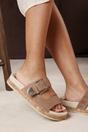 Camel Avenue Buckle Footbed Suede Sandal, Image 1 of 6