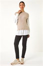 Natural Contrast 2 In 1 Knit Jumper, Image 2 of 5