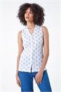 Ivory  Floral Embroidered Cotton Crinkle Blouse, Image 3 of 5