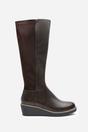 Brown 'Livia' Knee High Wedge Boot Stitch Detail, Image 2 of 6
