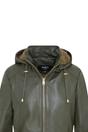 Green Leather Parka Hooded Trench Coat-Emilia, Image 6 of 8
