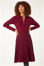 Wine Zip Detail Knitted Dress, Image 2 of 5