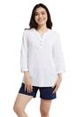 White Petra Relaxed Fit 3/4 Sleeve Shirt, Image 1 of 3