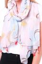 Light Pink Crane Bird Tasselled Lightweight Scarf, Image 1 of 3