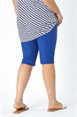 Midnight Blue Curve Knee Length Elastic Waist  Shorts, Image 3 of 5