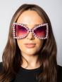Purple Oversized Triangular Crystal Gem Sunglasses in Purple, Image 6 of 6