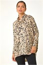 Cream Animal Print Cowl Neck Tunic, Image 1 of 5