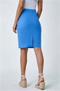 Light Denim Pull On Stretch Elastic Waist Pencil Skirt, Image 3 of 5