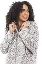 Light Grey Camille Lingerie Light Grey Supersoft Fleece Zip Up Animal Print Robes, Image 2 of 5