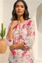Pink Floral Tie Front Top, Image 1 of 4