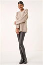Beige Chunky V-Neck Knit Jumper , Image 2 of 5