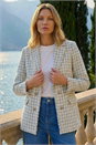 Blue Boucle Frayed Edge Jacket , Image 2 of 4