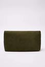 Khaki Soft Suede Foldover Clutch Bag, Image 5 of 5