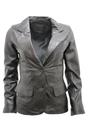 Black Womens 2 Button Leather Blazer Jacket, Image 1 of 4