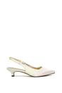Ivory XY LONDON Ivory 'Avalone' Pointed Toe Sling Back Kitten Heel Sandals, Image 1 of 5