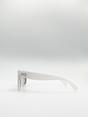 White Oversized Matte Clear Frame Cat Eye Sunglasses, Image 3 of 4