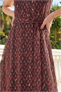 Chocolate Shimmer Chiffon Pleated Midi Dress, Image 4 of 4
