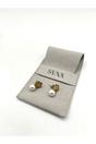 Gold Floral Pearl Stud Earrings in Gold, Image 1 of 4