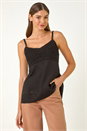 Black Crochet V-Neck Cami Top, Image 2 of 5