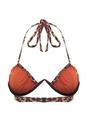 Multi WOVCOR Multi Leopard Print V Wire Padded Balconette Bikini Top with Halterneck, Image 3 of 5
