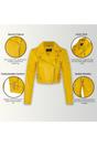 Yellow Infinity Leather Yellow Brando Cropped Leather Biker Jacket, Image 3 of 6