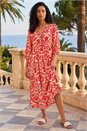 Red Foil Spot Detail Midi Dress, Image 1 of 4