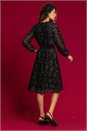 Black Leopard Print Shimmer Lace Wrap Skater Dress, Image 2 of 5