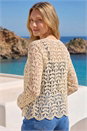 Natural  Crochet Edge To Edge Cardigan, Image 3 of 4