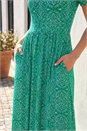 Green Petite Aztec Gathered Dress, Image 4 of 4