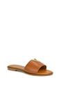 Tan XY LONDON Tan 'Rorie' Slip On Cut Out Flat Sandal Sliders, Image 2 of 5