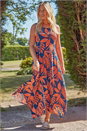Orange Tropical Hanky Hem Midi Dress, Image 1 of 4