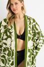 Green Green Summer Border Printed Beach Kimono, Image 3 of 4