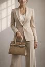 Beige Crocodile-Print Handbag, Image 1 of 5