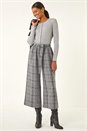 Grey Belted Check Culotte Trousers, Image 2 of 5