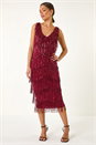 Red Sequin Tassel Flapper Midi Dress, Image 2 of 7