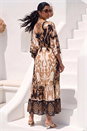 Tan Boho Border Print Maxi Dress, Image 3 of 4